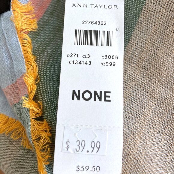 NWT Ann Taylor Colourblock Cotton Scarf - Blue/Green/Pink/Orange/Tan - Picture 8 of 10